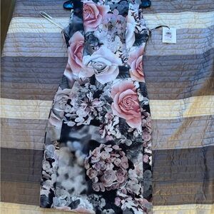 CK Calvin Klein roses Floral Sleeveless pencil Dress